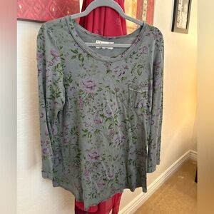 T.La Floral Long Sleeve Top - Gray and Purple